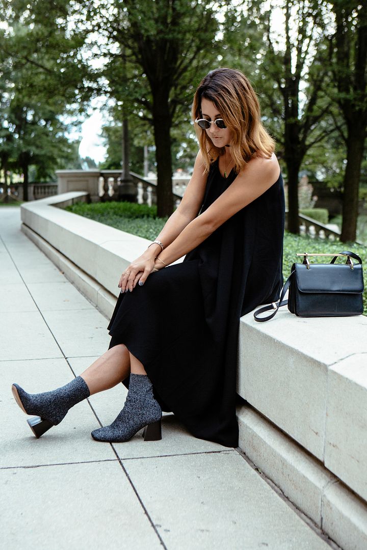 midi dress and sock boots