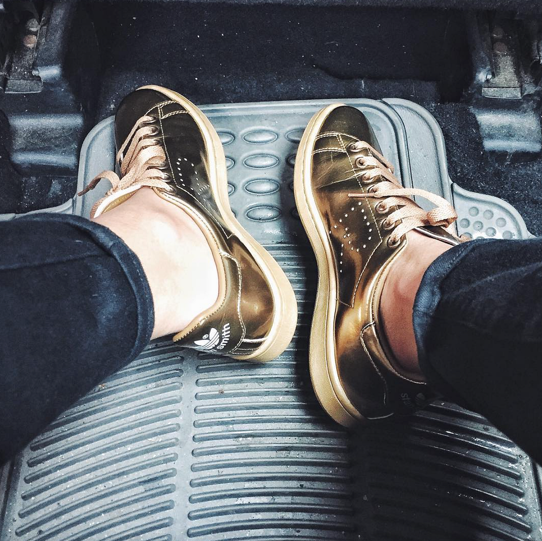 gold sneakers