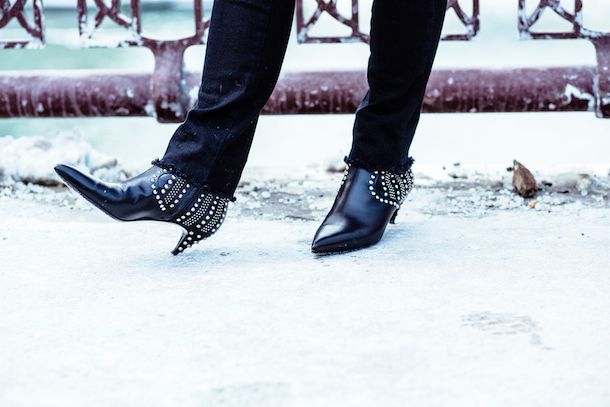 saint laurent studded boots