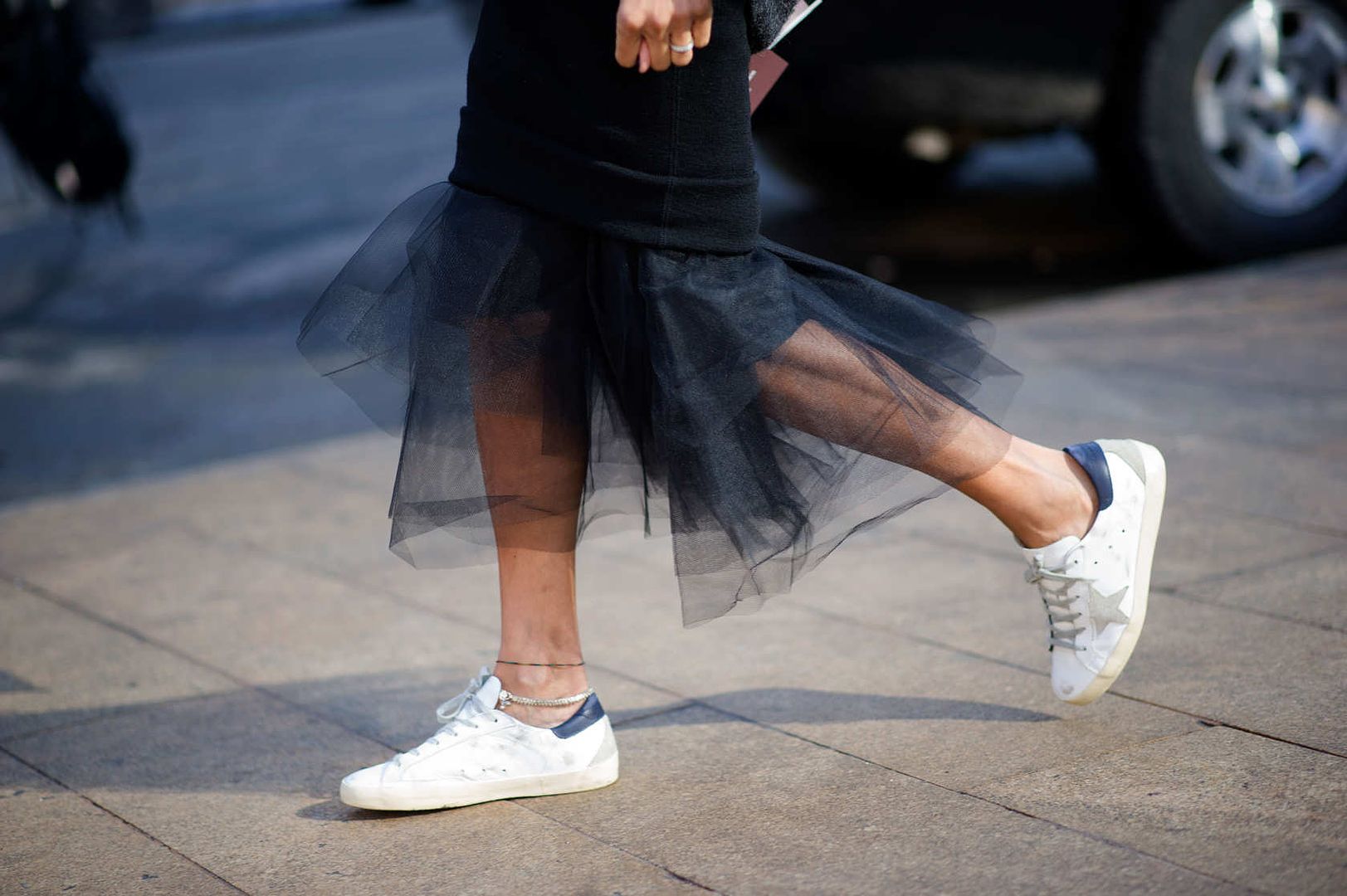 skirt and sneakers