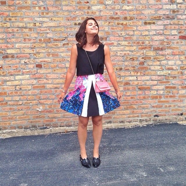 printed skirt, street style