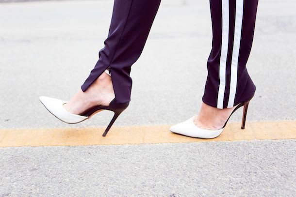 schutz, black and white heels