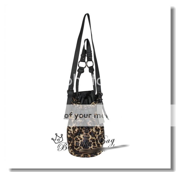 New Celebrity Leopard Bottom Studs Rivet Bucket Handbag  