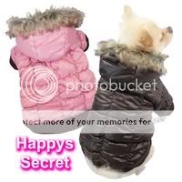 Luxury Puffy Dog Snow Parka Coat w/ Pocket Super Warm Thermal Pet 