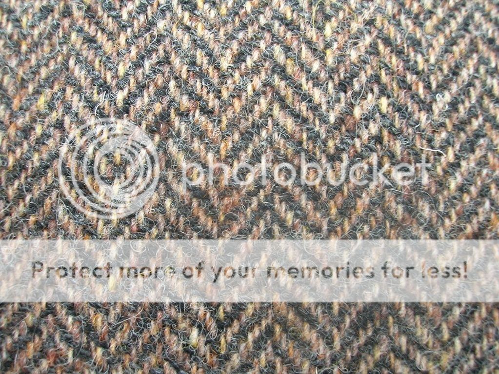 Genuine Harris Tweed Fabric Light Brown Charcoal Grey Herringbone 75cm