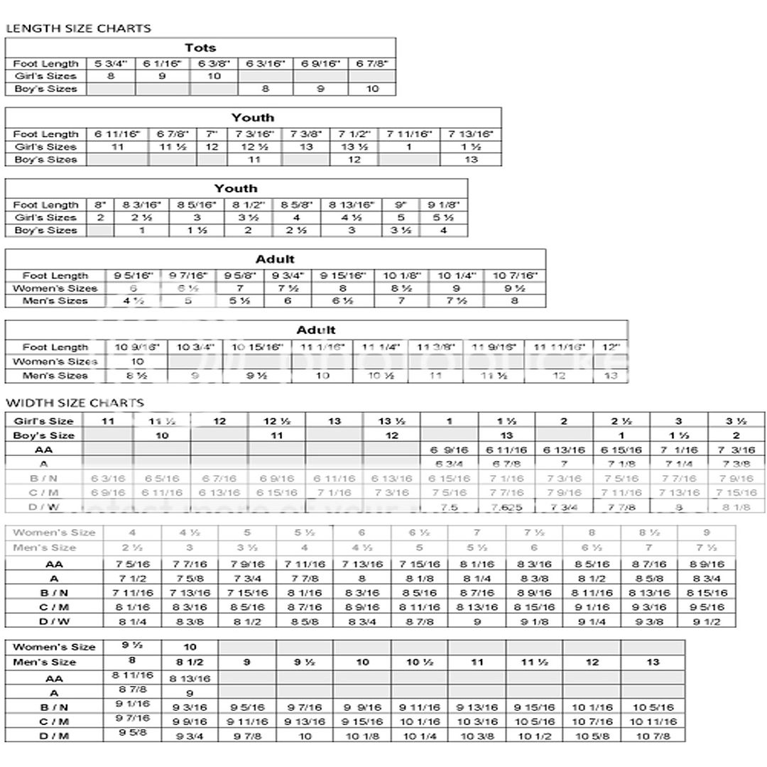 Figure Skates Size Chart