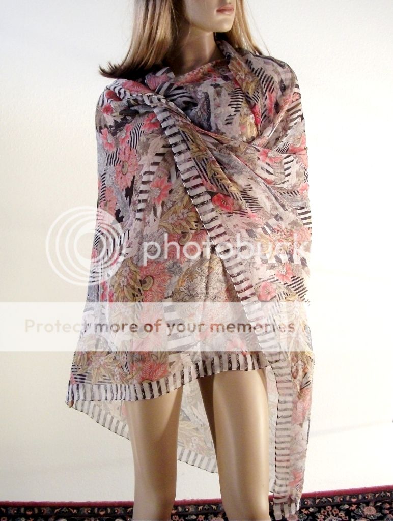 Auth Alexander McQueen Skull Folklore Scarf Shawl Silk Chiffon Runway 