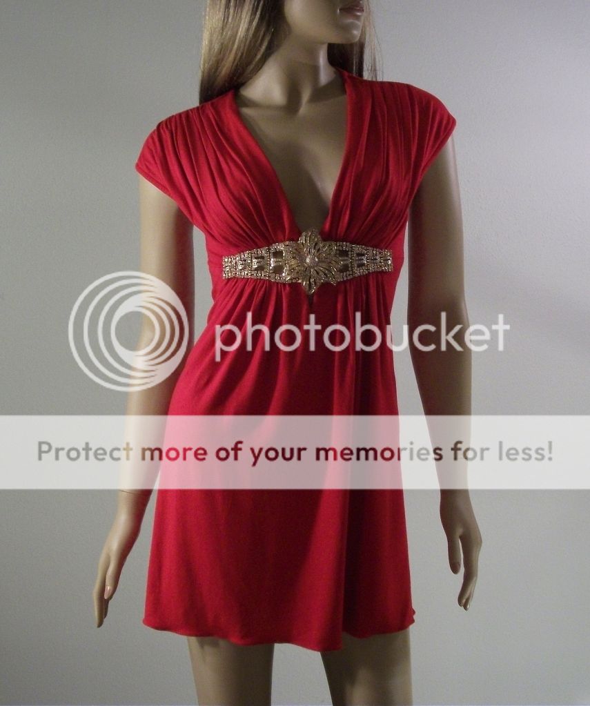  Mini Dress Top Clothing with Crystal Rose Lipstick Red S M L NWOT NEW